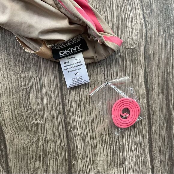 DKNY Barbie Strapless Stripes Criss Cross Front One Piece Swimsuit - Picture 6 of 7